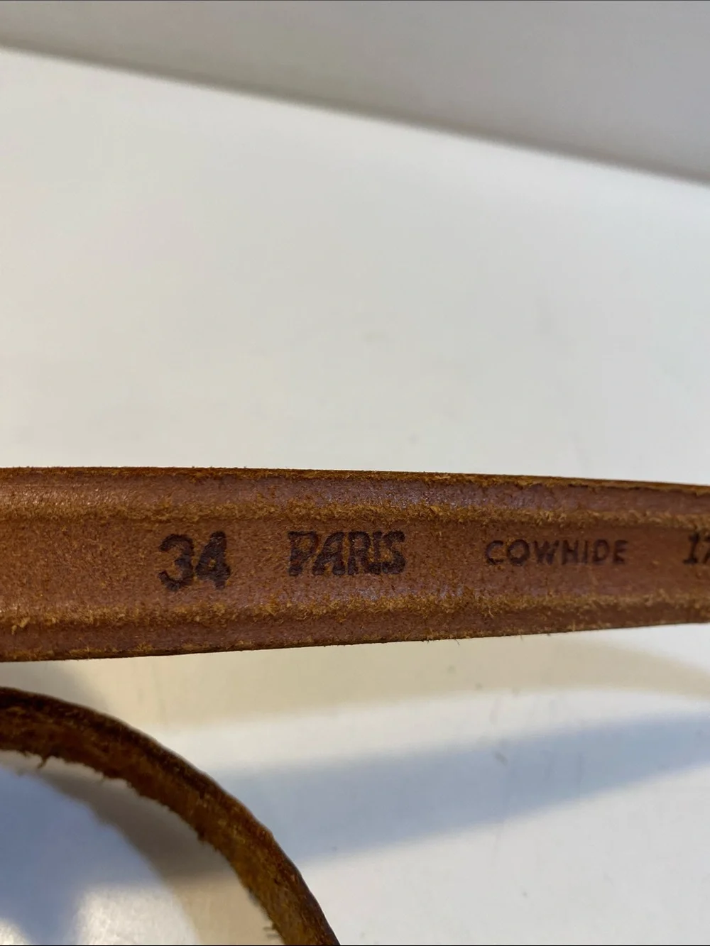 Brown Cowhide Leather Belt Msde In Paris with Antiqued Brass Buckle Sx 34